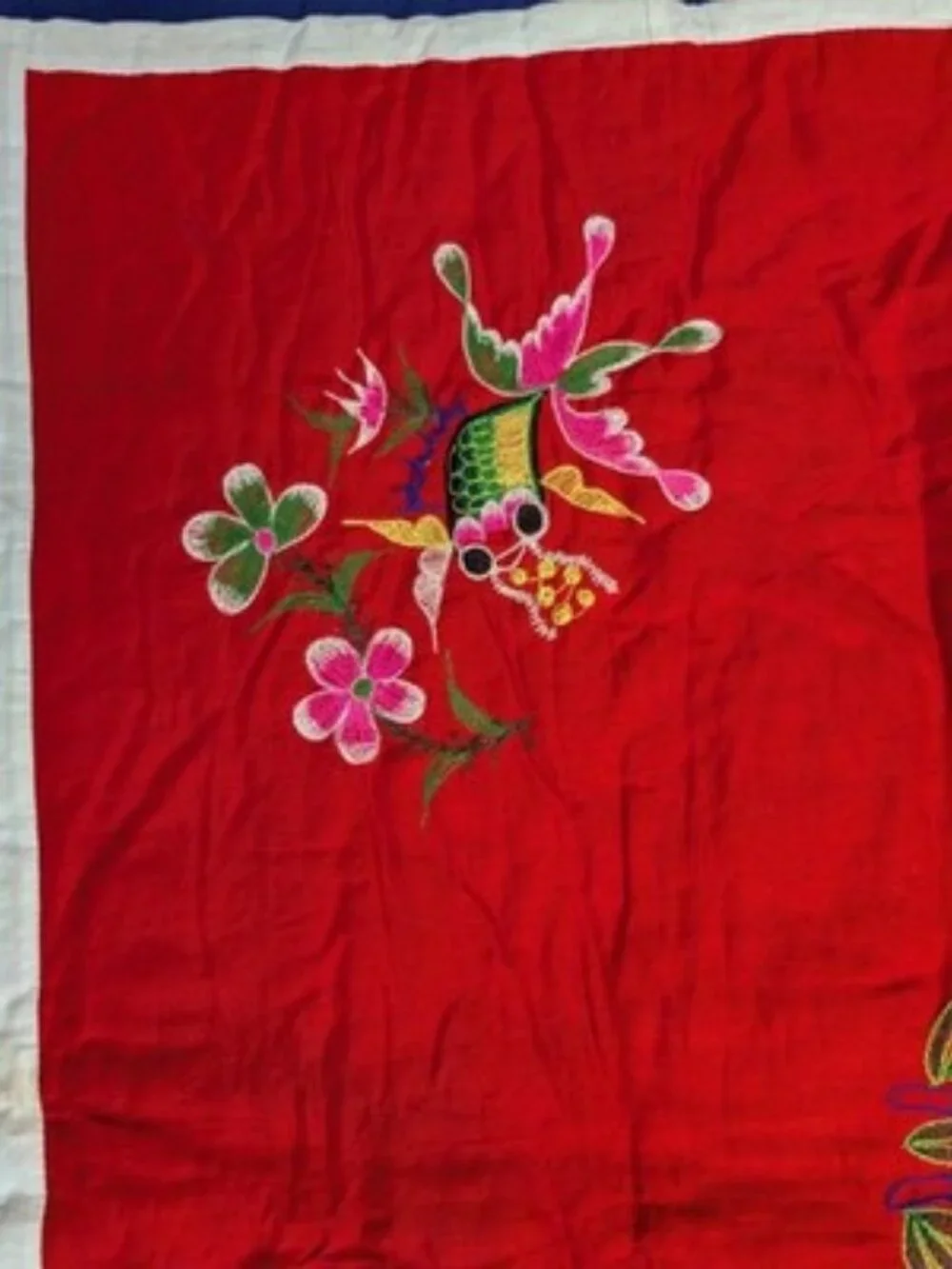 Vintage Chinese Embroidered Patchwork Quilt Blanket Dragon Panda Silk Throw